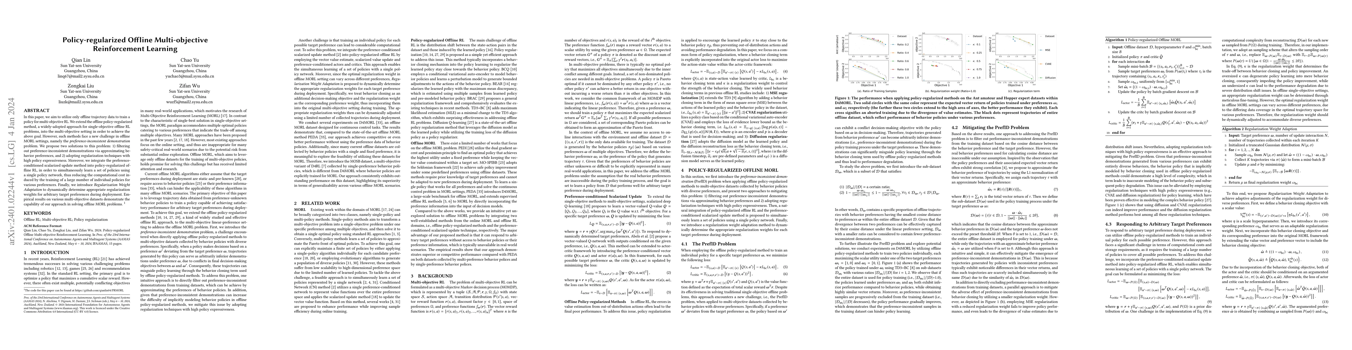 Thumbnail for Policy-regularized Offline Multi-objective Reinforcement Learning