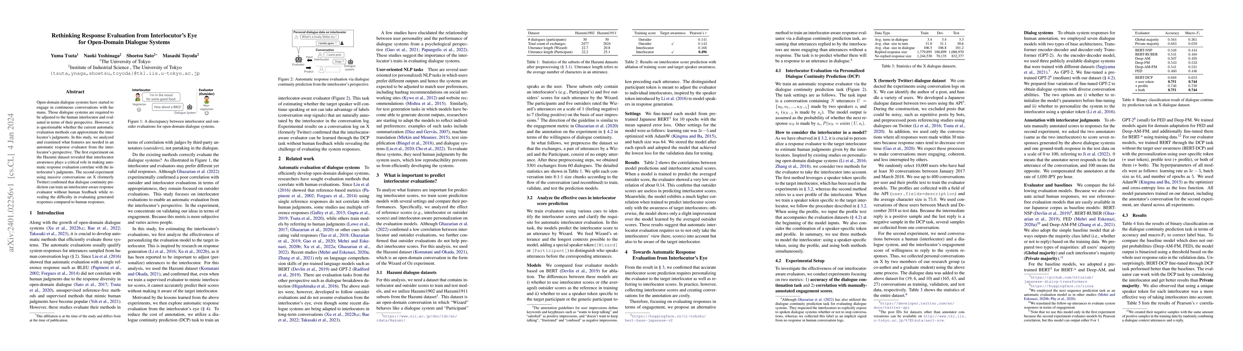 Thumbnail for Rethinking Response Evaluation from Interlocutor's Eye for Open-Domain
  Dialogue Systems