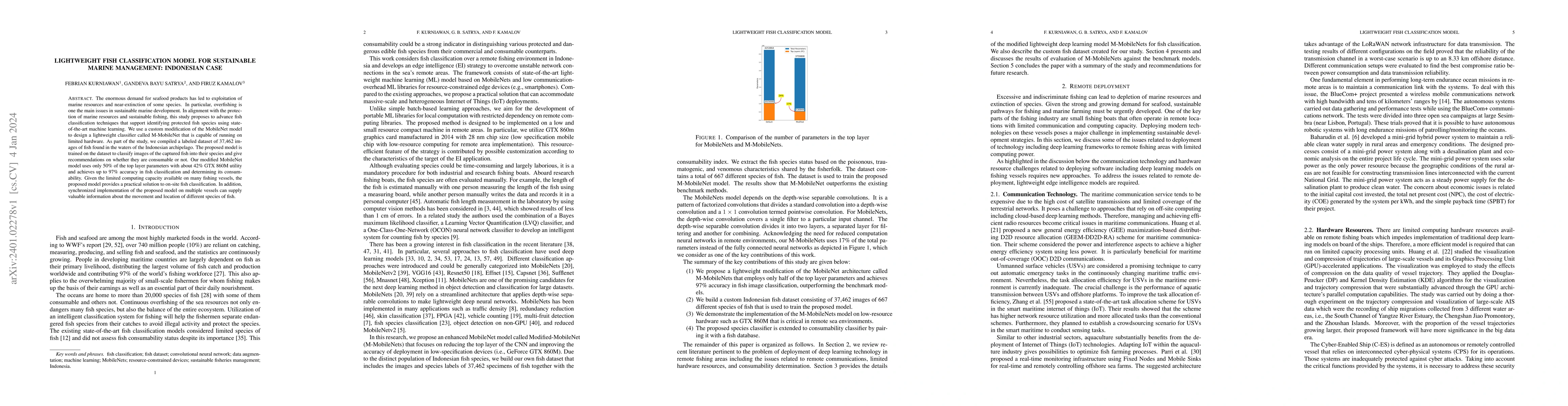 Thumbnail for Lightweight Fish Classification Model for Sustainable Marine Management:
  Indonesian Case