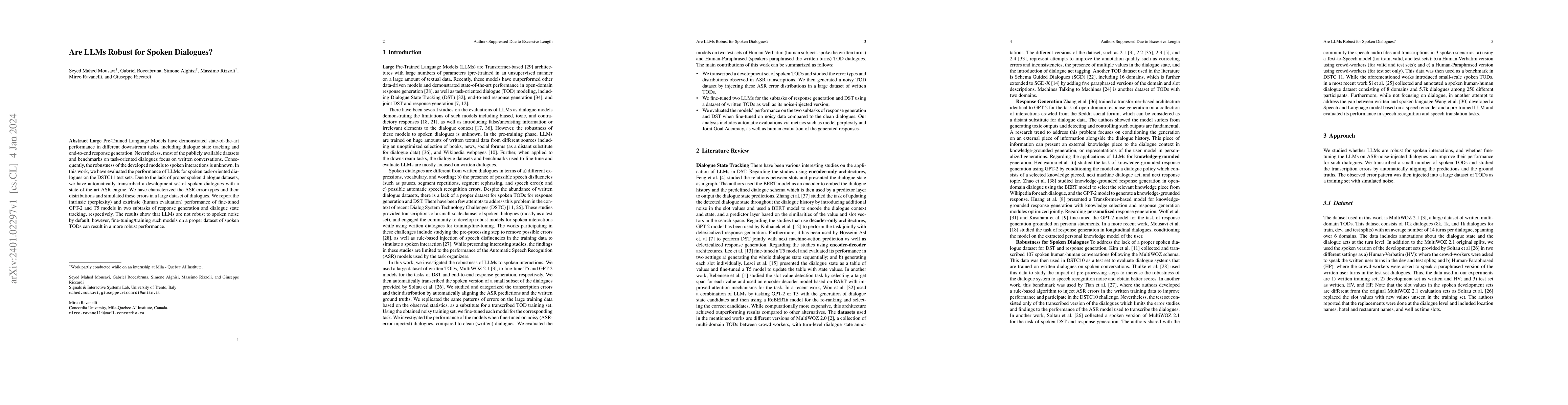 Thumbnail for Are LLMs Robust for Spoken Dialogues?