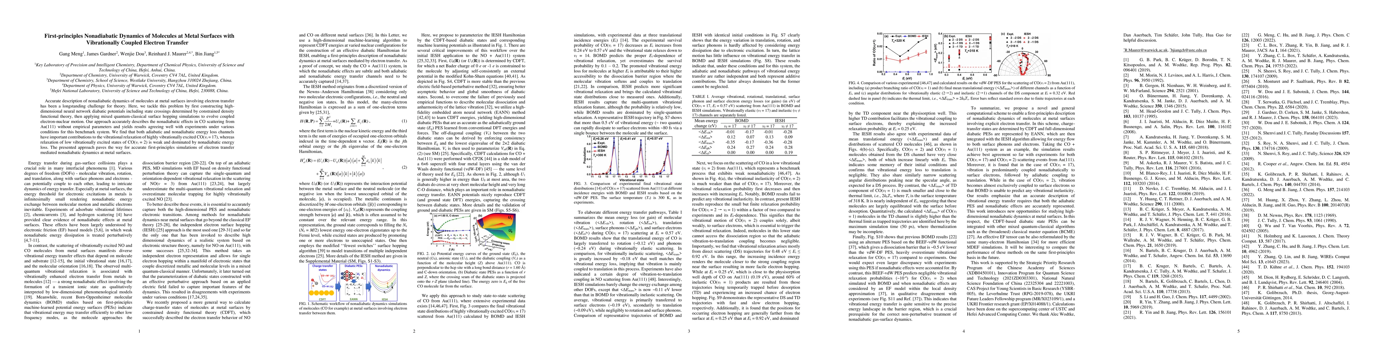 Thumbnail for First-principles Nonadiabatic Dynamics of Molecules at Metal Surfaces
  with Vibrationally Coupled Electron Transfer