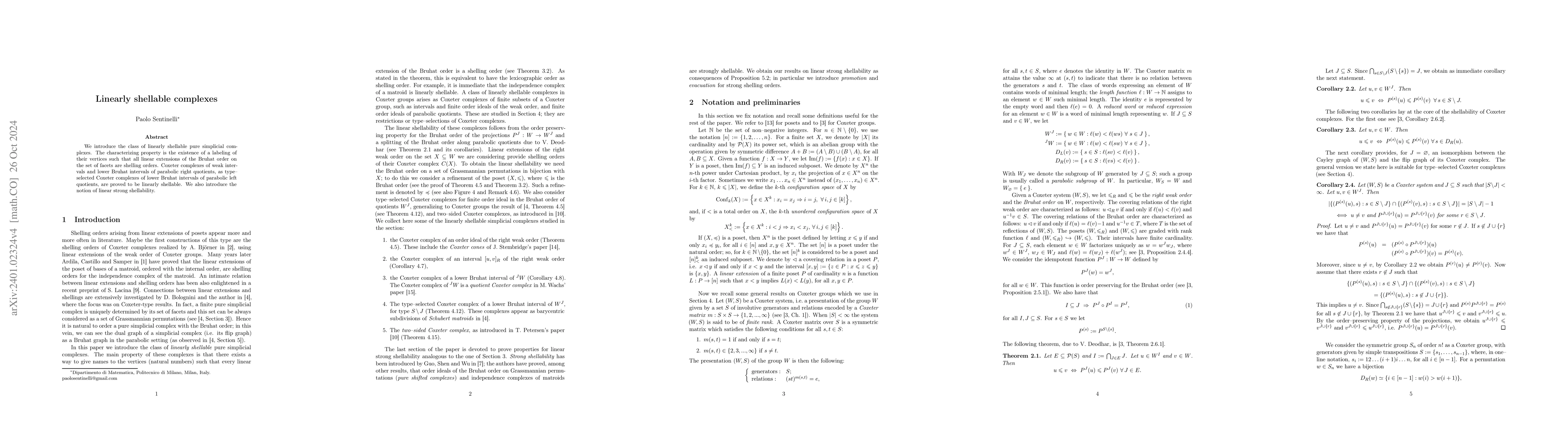 Thumbnail for Linearly shellable complexes