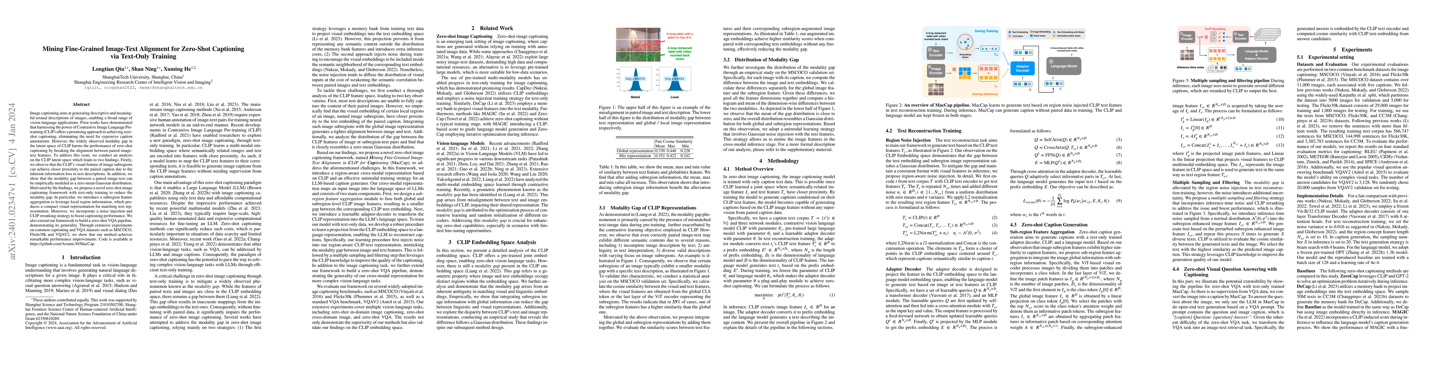 Thumbnail for Mining Fine-Grained Image-Text Alignment for Zero-Shot Captioning via
  Text-Only Training