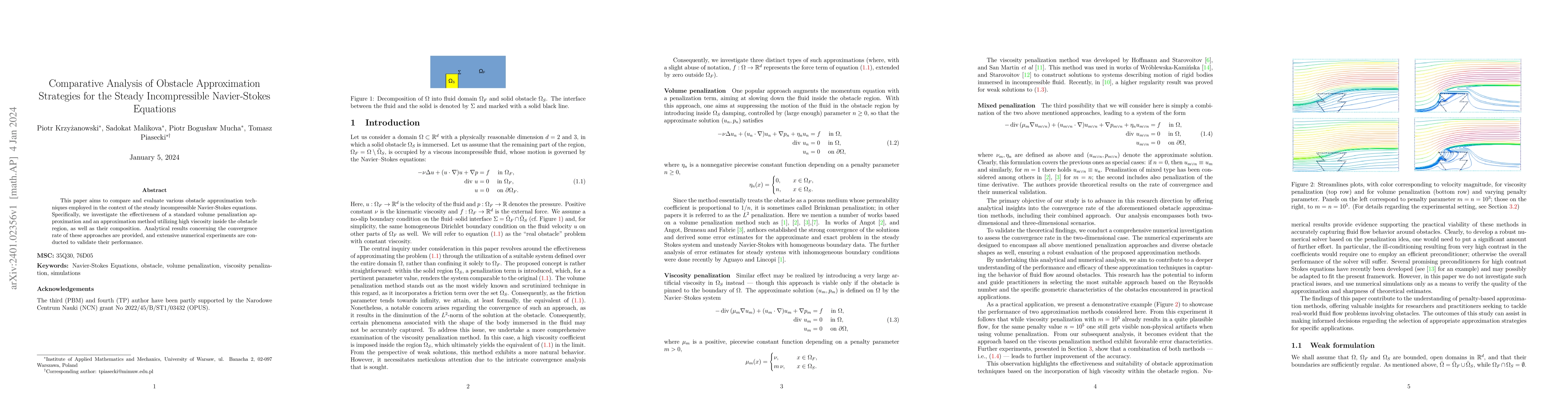 Thumbnail for Comparative Analysis of Obstacle Approximation Strategies for the Steady
  Incompressible Navier-Stokes Equations