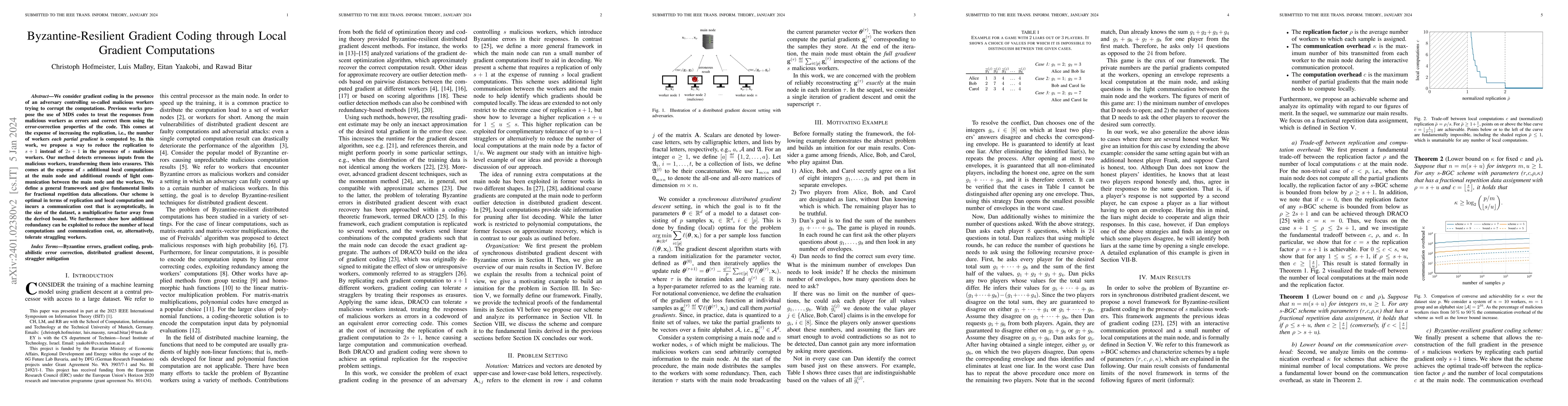 Thumbnail for Byzantine-Resilient Gradient Coding through Local Gradient Computations