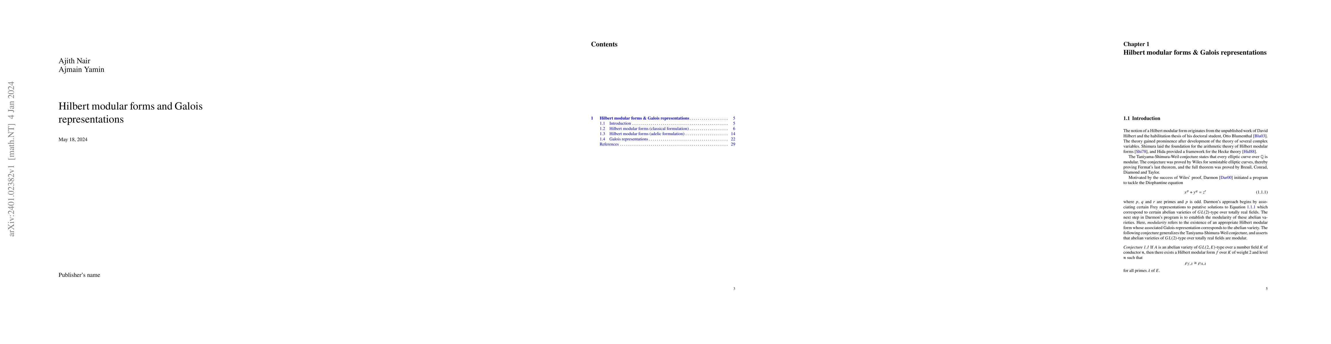 Thumbnail for Hilbert modular forms and Galois representations