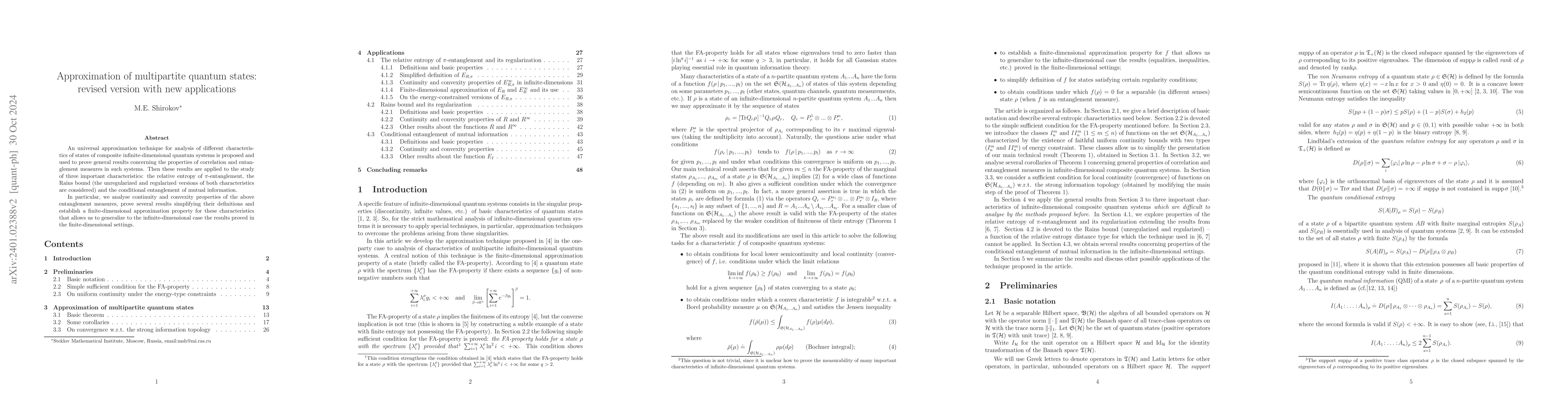 Thumbnail for Approximation of multipartite quantum states: revised version with new
  applications