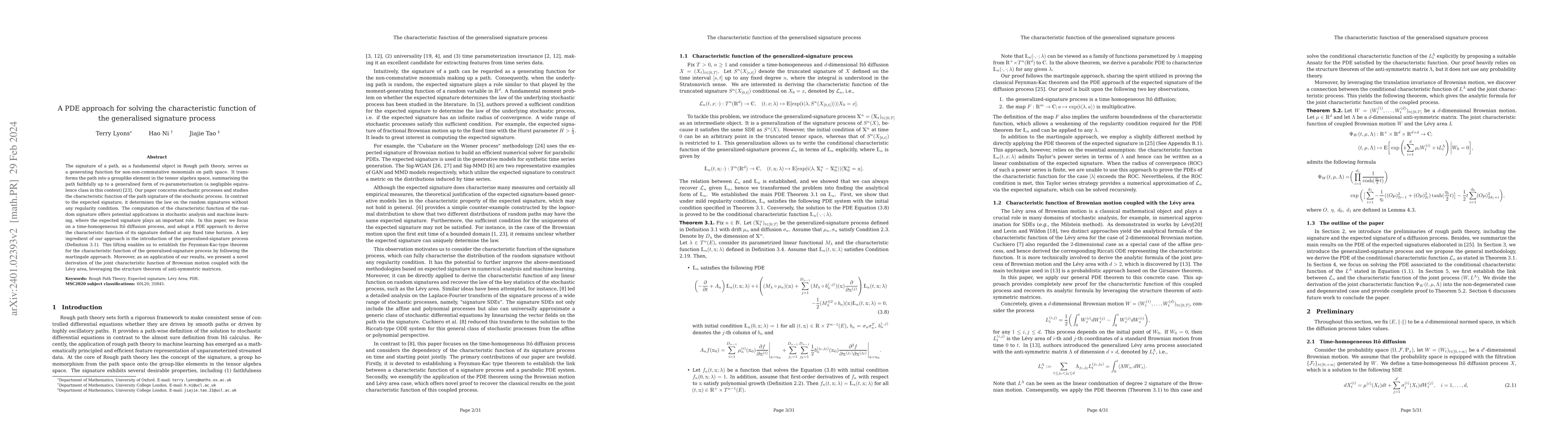 Thumbnail for A PDE approach for solving the characteristic function of the
  generalised signature process
