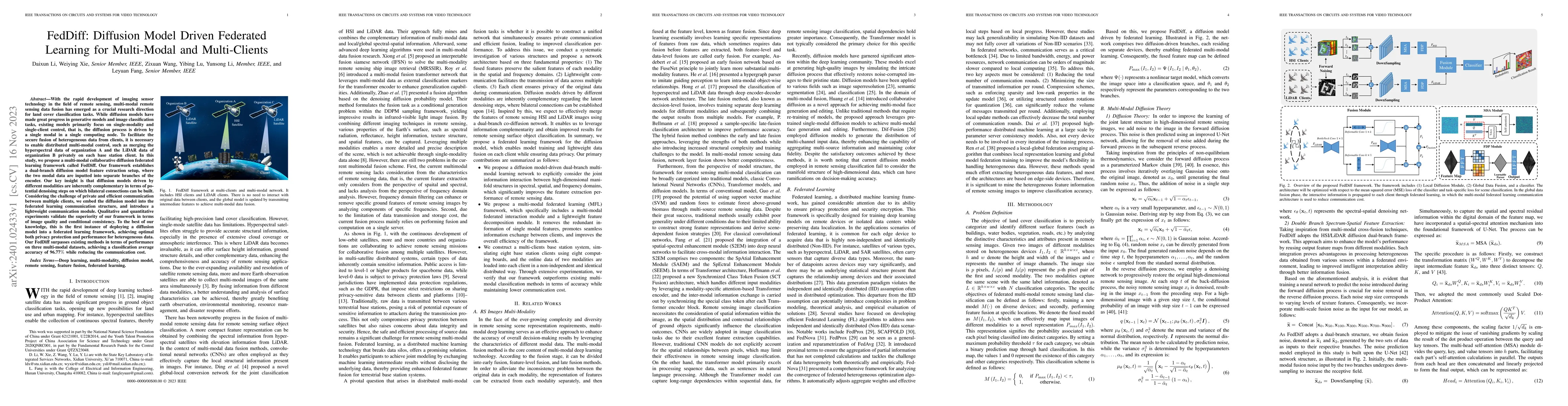 Thumbnail for FedDiff: Diffusion Model Driven Federated Learning for Multi-Modal and
  Multi-Clients