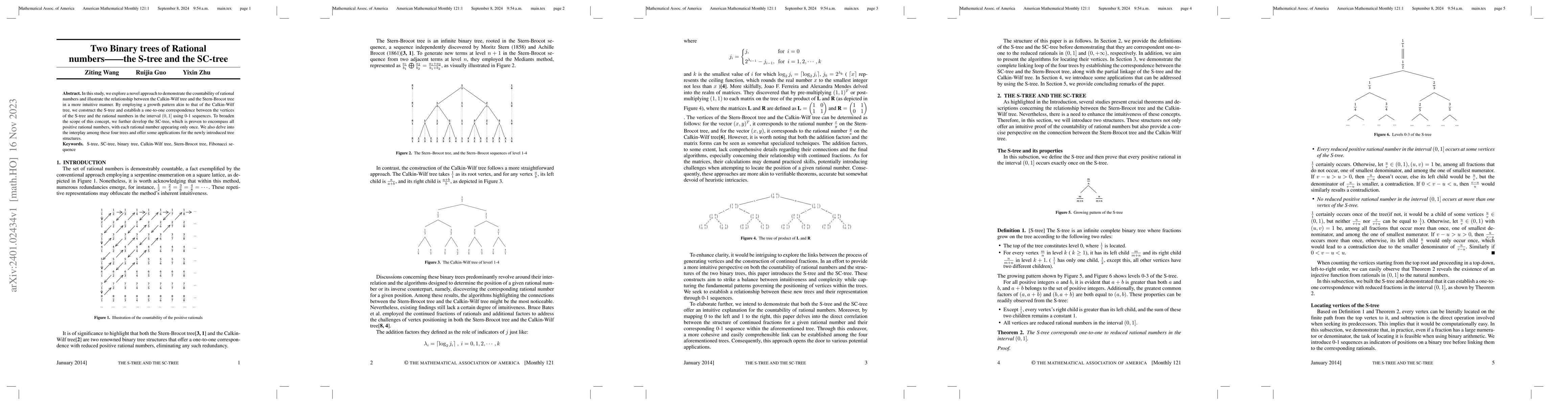 Thumbnail for Two Binary trees of Rational numbers -- the S-tree and the SC-tree
