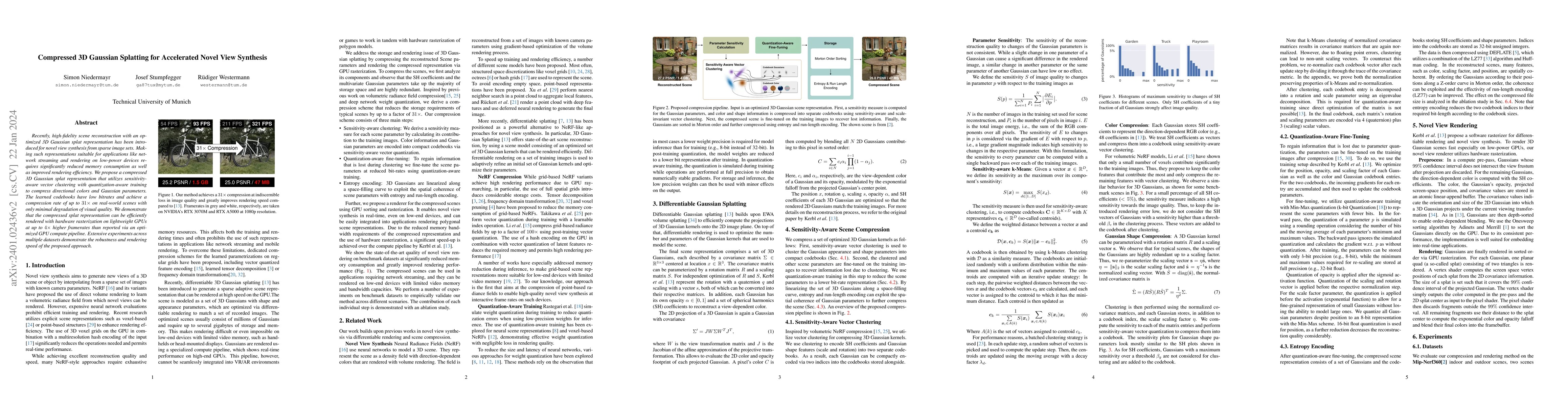 Thumbnail for Compressed 3D Gaussian Splatting for Accelerated Novel View Synthesis