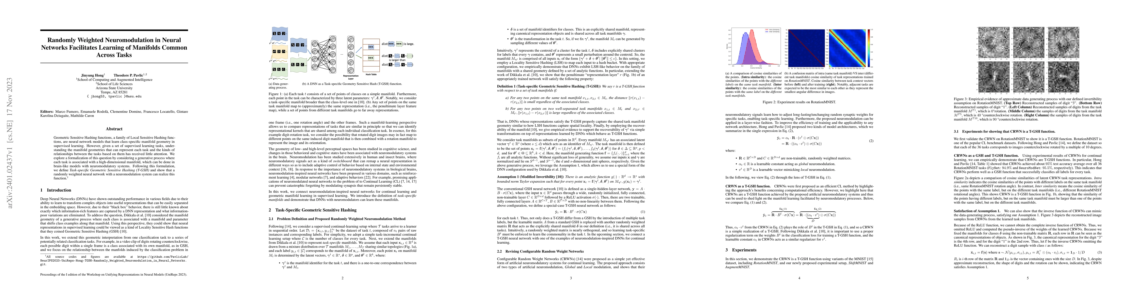 Thumbnail for Randomly Weighted Neuromodulation in Neural Networks Facilitates
  Learning of Manifolds Common Across Tasks