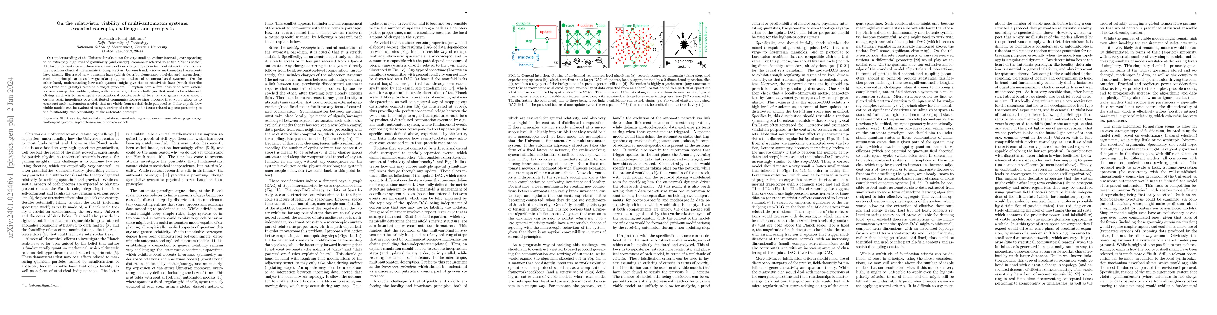 Thumbnail for On the relativistic viability of multi-automaton systems: essential
  concepts, challenges and prospects