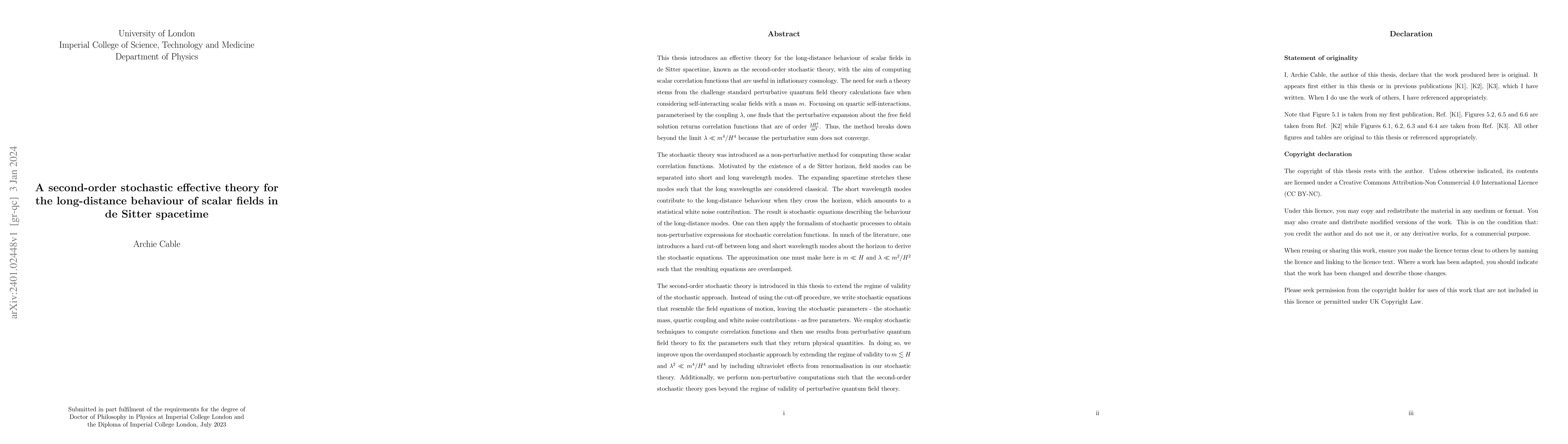 Thumbnail for A second-order stochastic effective theory for the long-distance
  behaviour of scalar fields in de Sitter spacetime