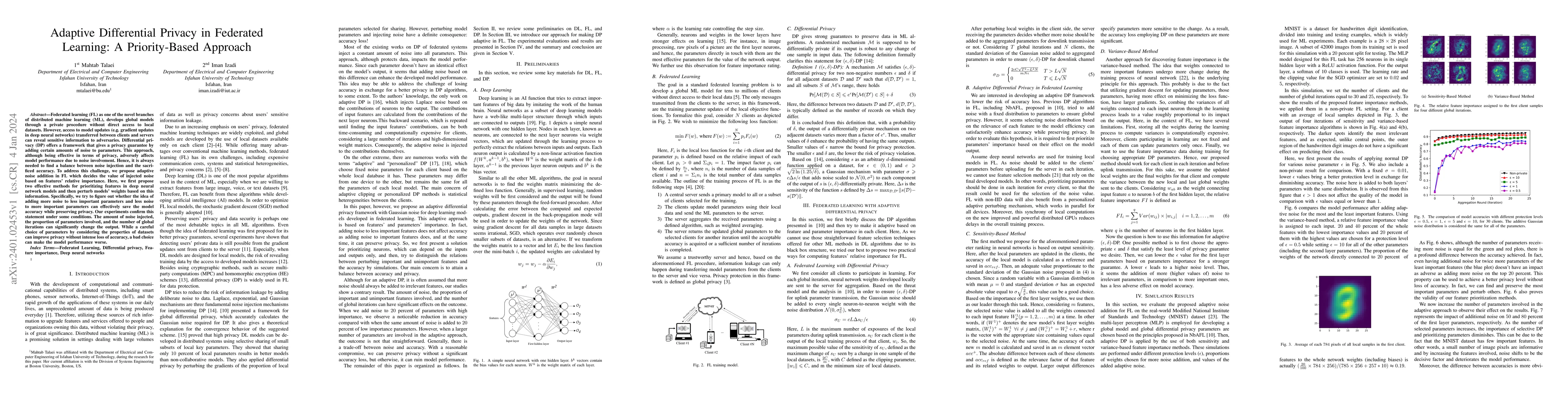 Thumbnail for Adaptive Differential Privacy in Federated Learning: A Priority-Based
  Approach
