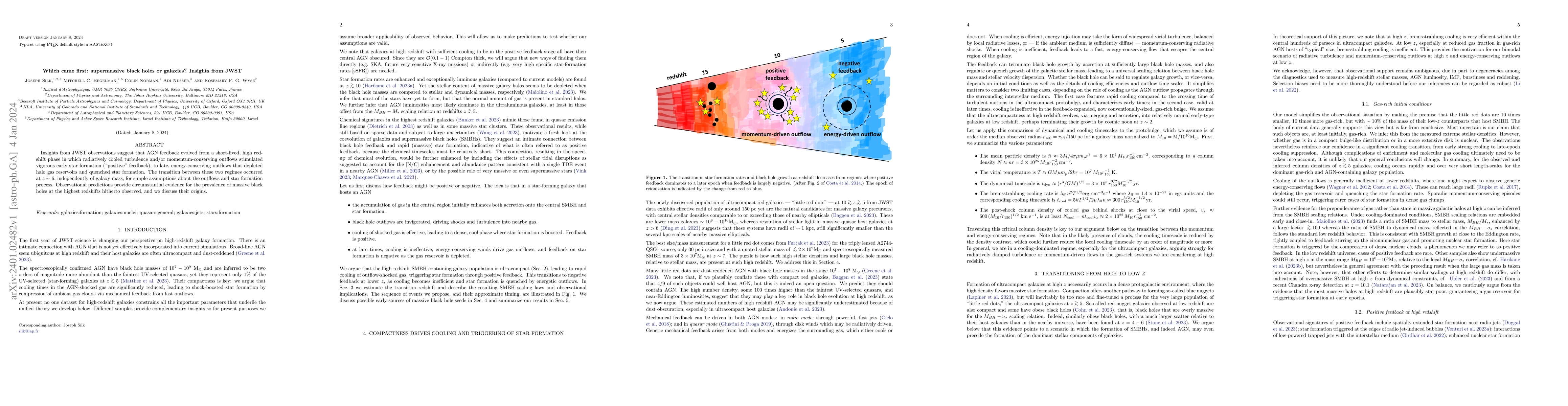 Thumbnail for Which came first: supermassive black holes or galaxies? Insights from
  JWST
