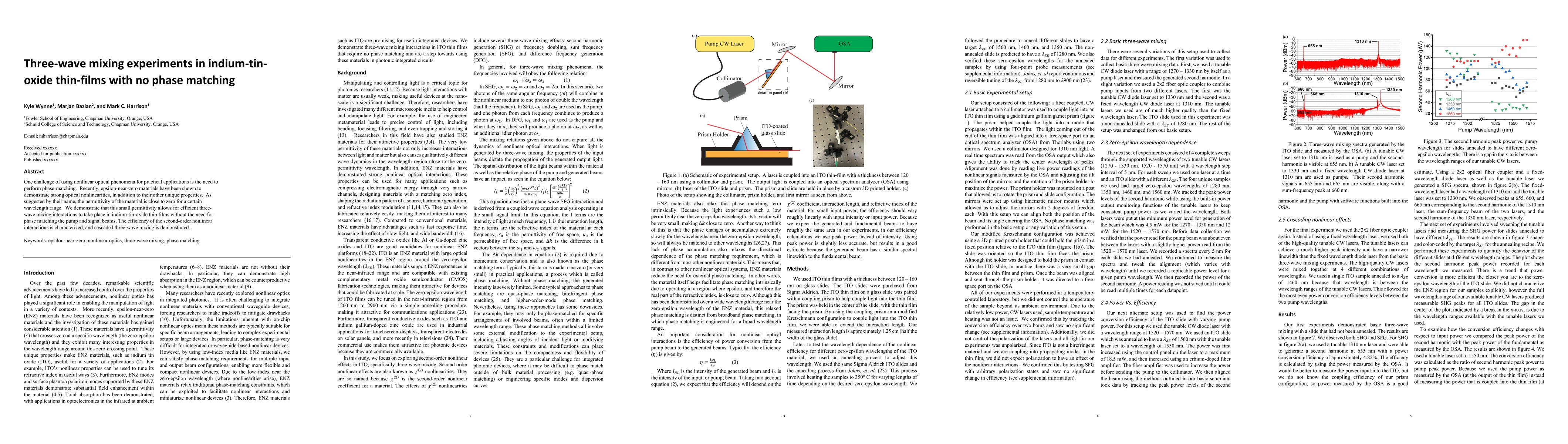 Thumbnail for Three-wave mixing experiments in indium-tin-oxide thin-films with no
  phase matching