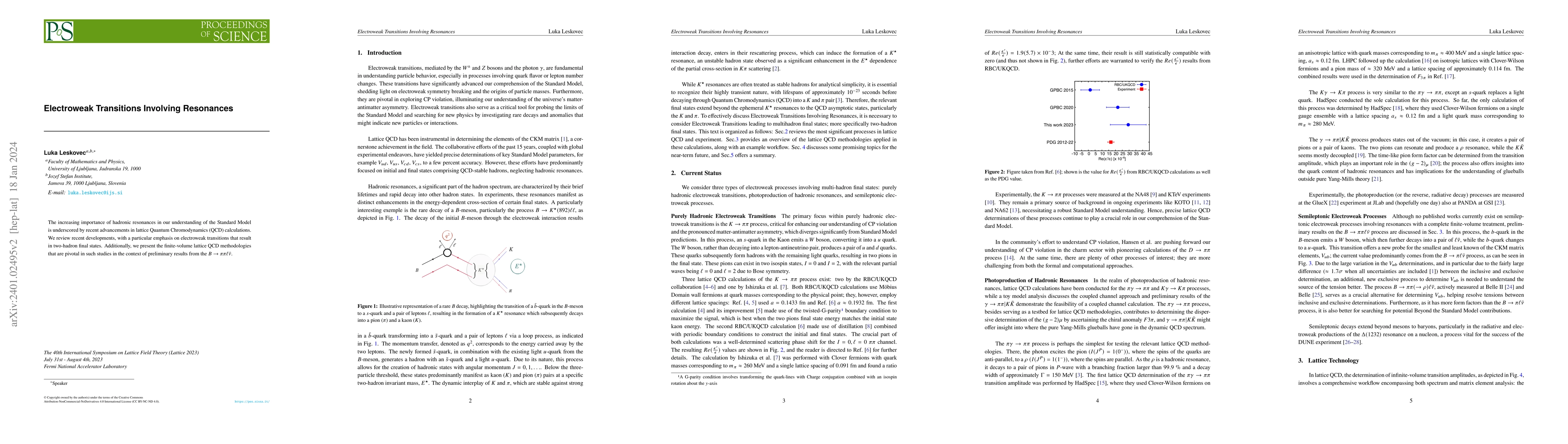 Thumbnail for Electroweak Transitions Involving Resonances