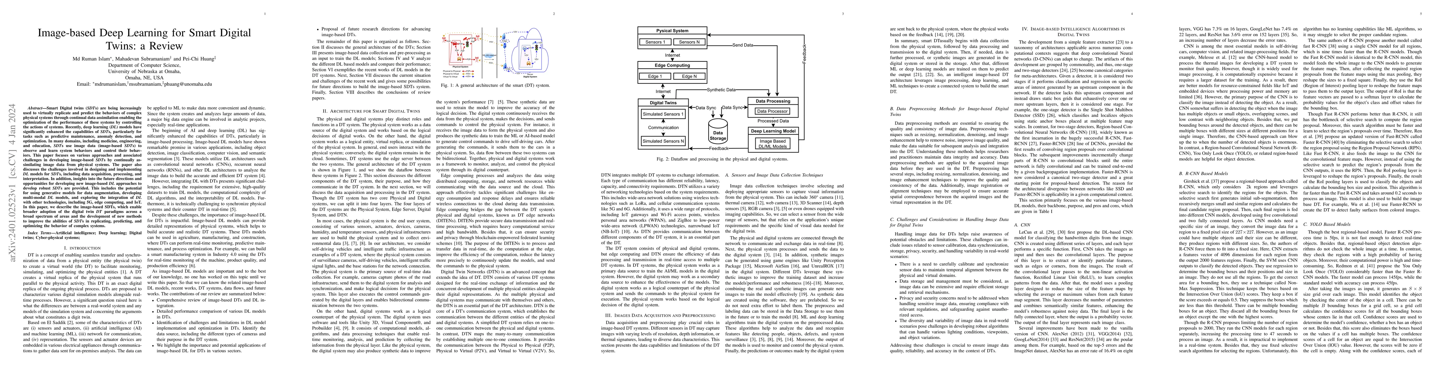 Thumbnail for Image-based Deep Learning for Smart Digital Twins: a Review