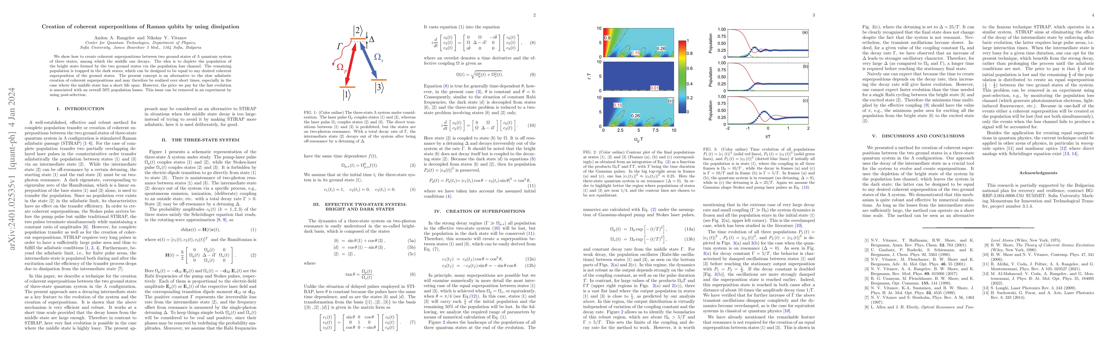 Thumbnail for Creation of coherent superpositions of Raman qubits by using dissipation