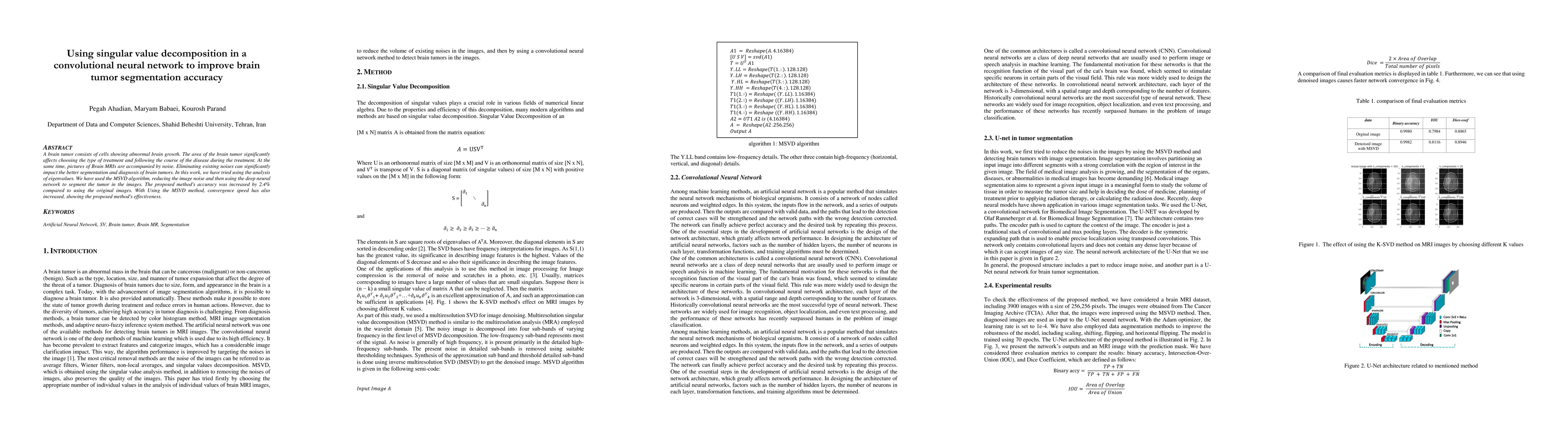 Thumbnail for Using Singular Value Decomposition in a Convolutional Neural Network to
  Improve Brain Tumor Segmentation Accuracy