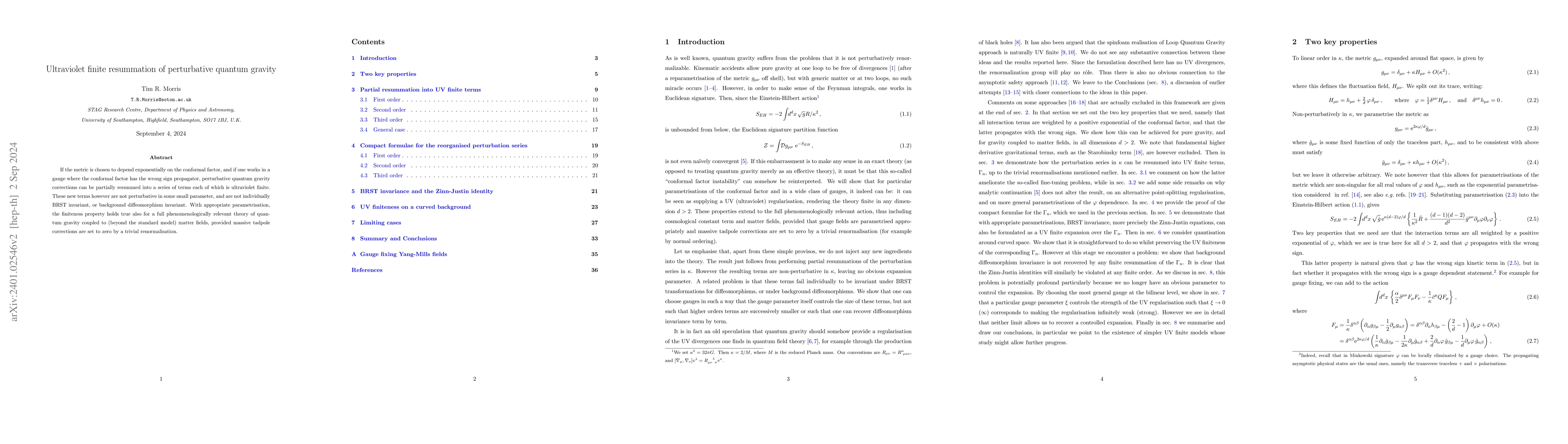 Thumbnail for Ultraviolet finite resummation of perturbative quantum gravity