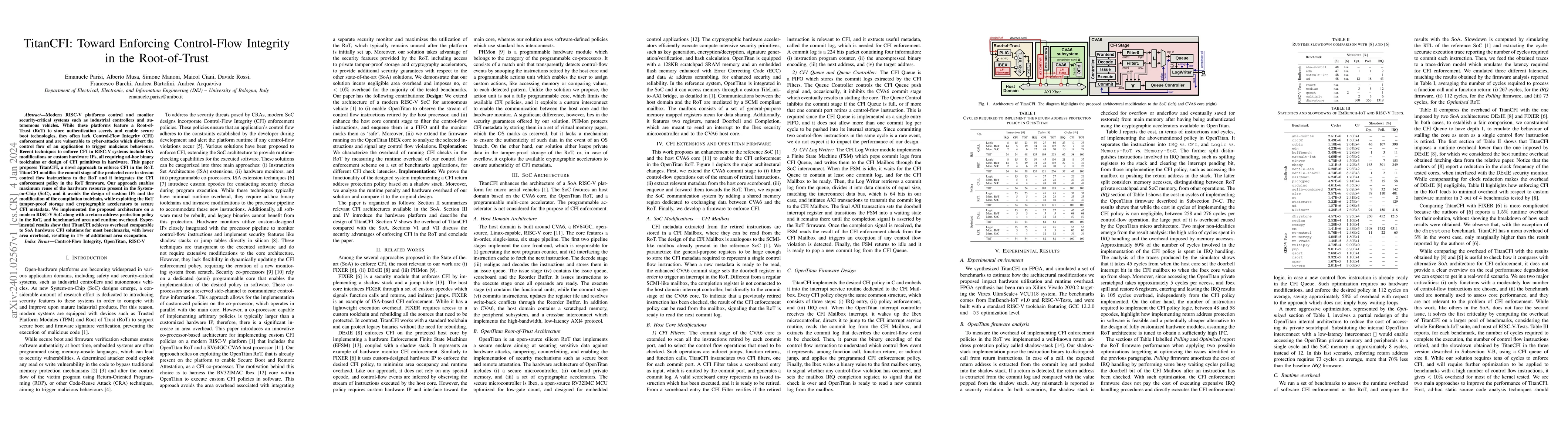 Thumbnail for TitanCFI: Toward Enforcing Control-Flow Integrity in the Root-of-Trust
