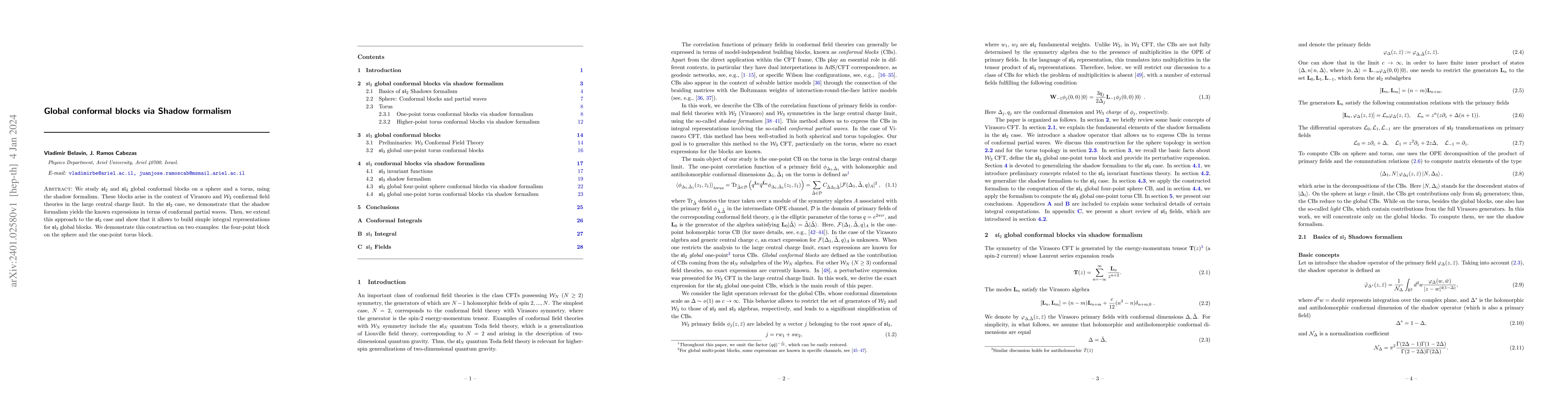 Thumbnail for Global conformal blocks via Shadow formalism