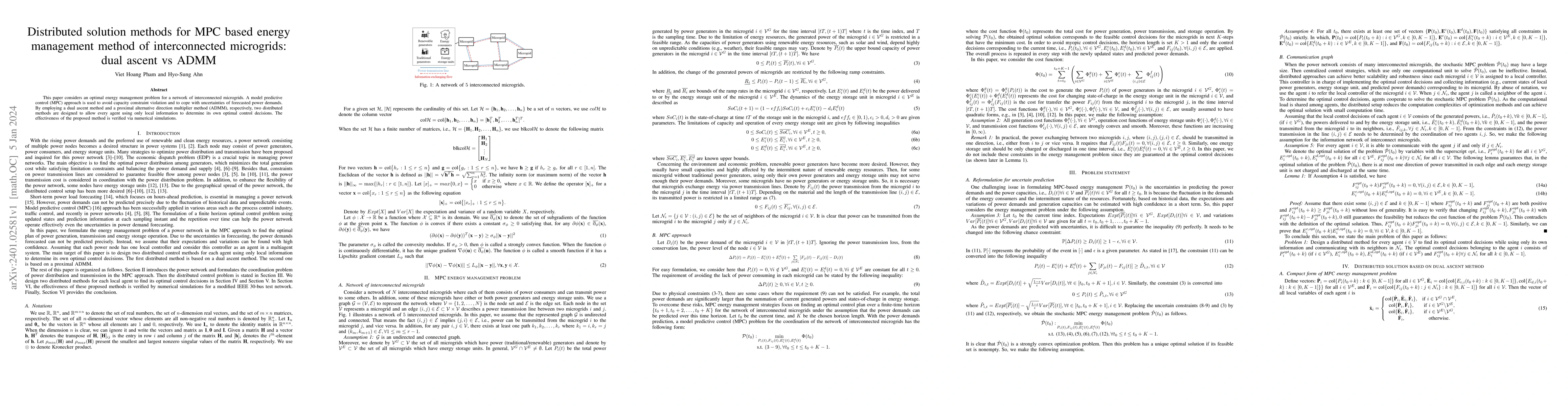 Thumbnail for Distributed solution methods for MPC based energy management method of
  interconnected microgrids: Dual ascent vs ADMM