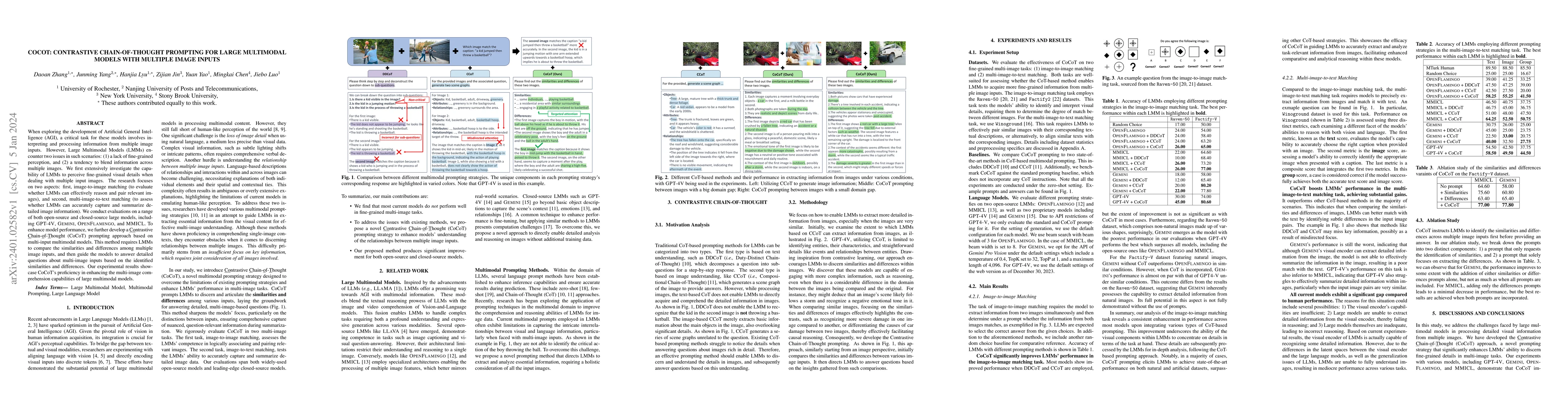 Thumbnail for CoCoT: Contrastive Chain-of-Thought Prompting for Large Multimodal
  Models with Multiple Image Inputs