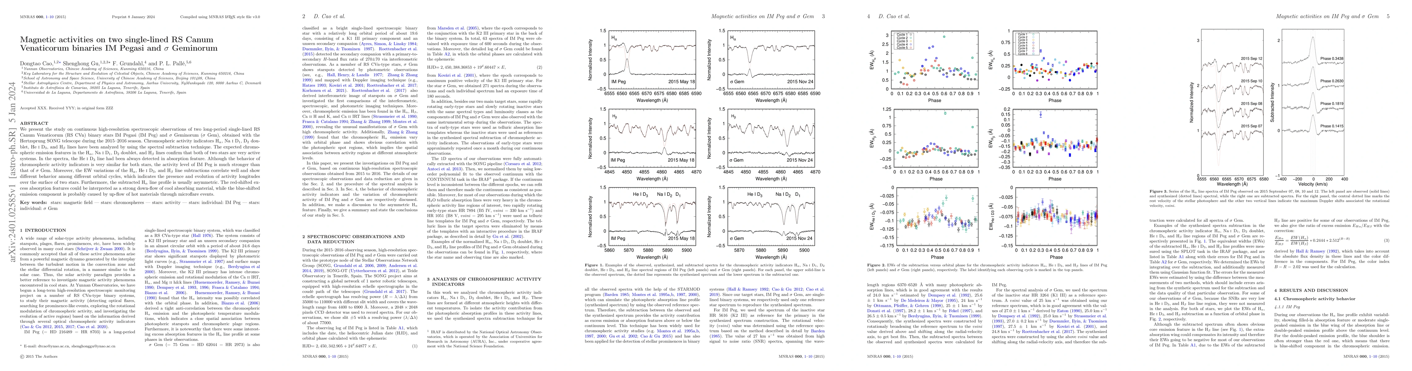 Thumbnail for Magnetic activities on two single-lined RS Canum Venaticorum binaries IM
  Pegasi and $\sigma$ Geminorum