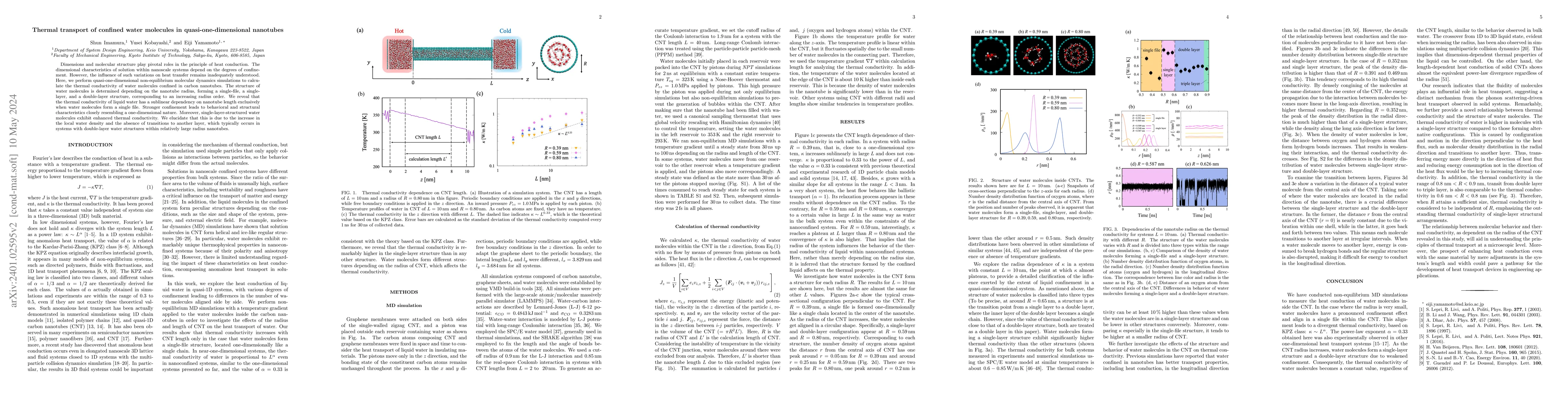 Thumbnail for Thermal transport of confined water molecules in quasi-one-dimensional
  nanotubes