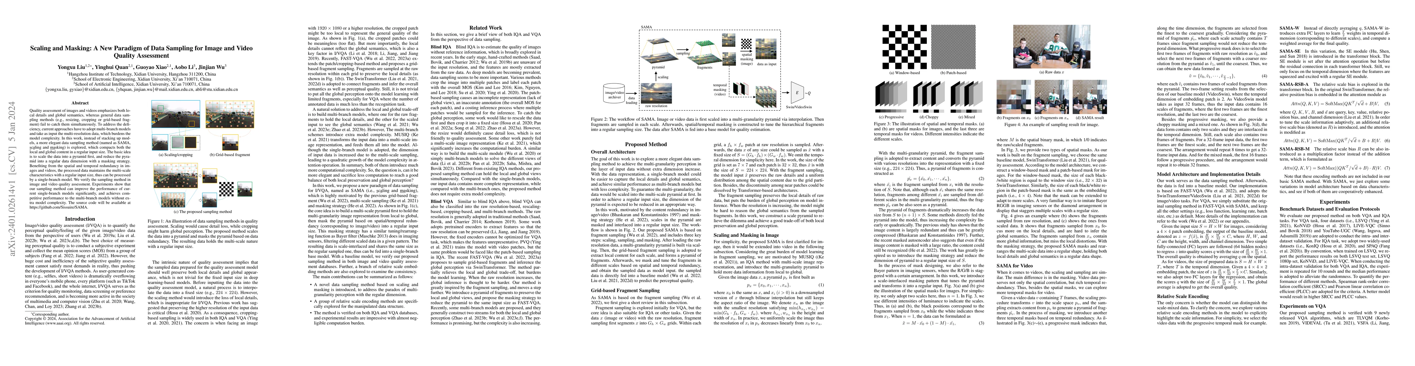 Thumbnail for Scaling and Masking: A New Paradigm of Data Sampling for Image and Video
  Quality Assessment
