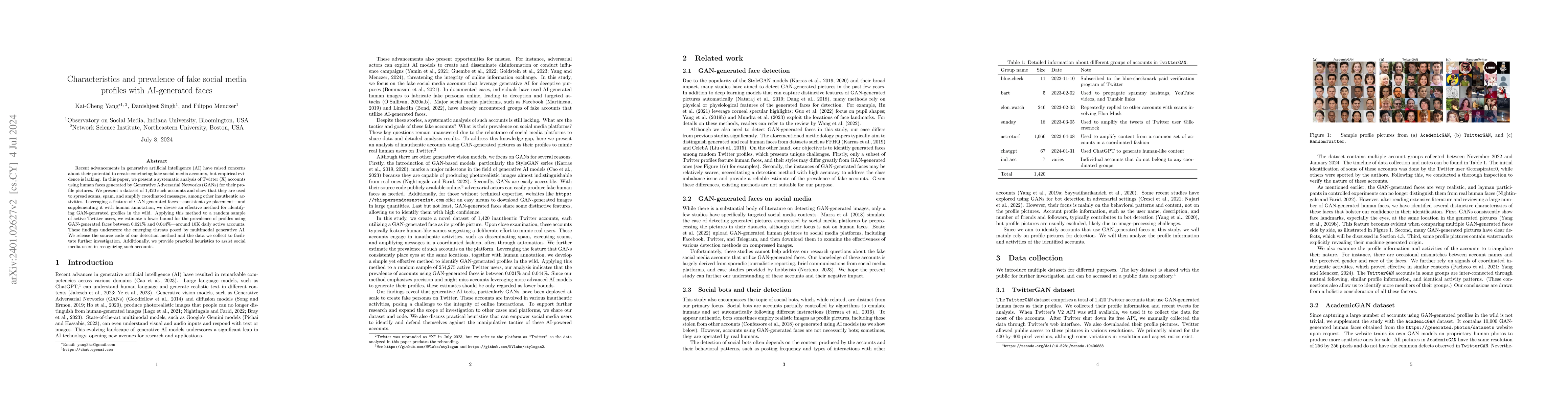 Thumbnail for Characteristics and prevalence of fake social media profiles with
  AI-generated faces