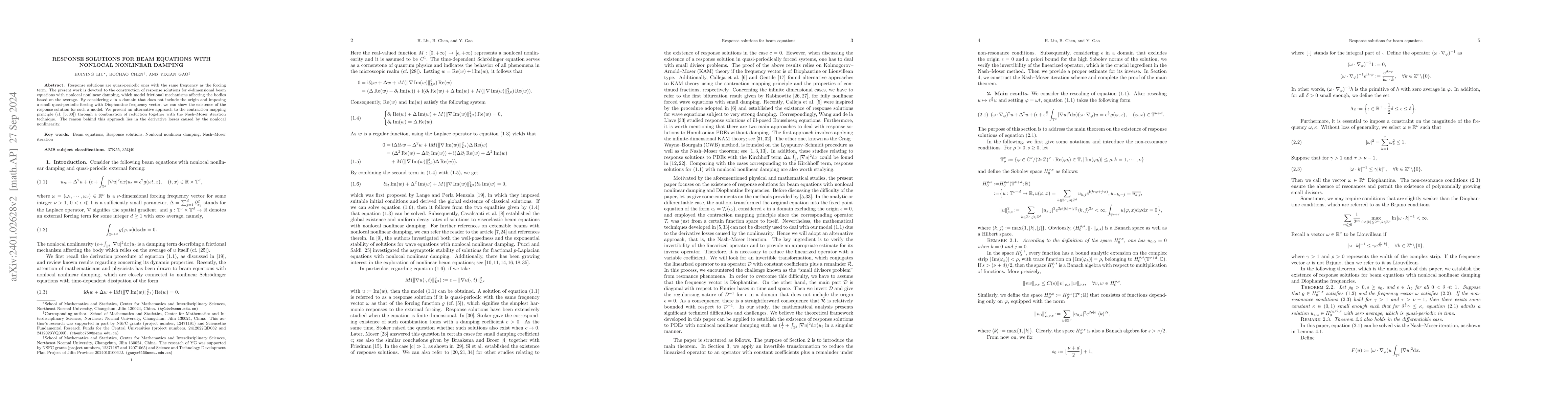 Thumbnail for Response solutions for beam equations with nonlocal nonlinear damping
  and Liouvillean frequencies