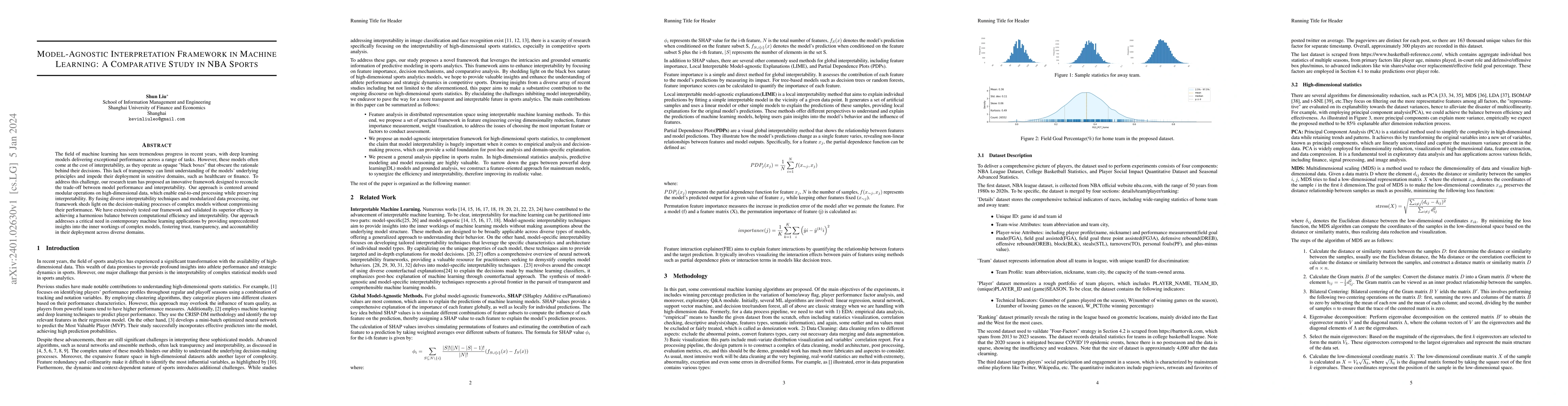 Thumbnail for Model-Agnostic Interpretation Framework in Machine Learning: A
  Comparative Study in NBA Sports