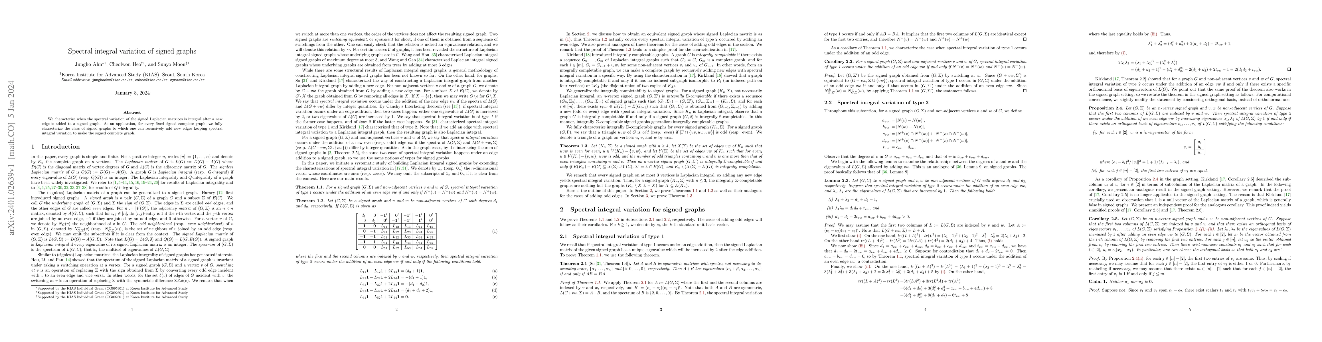 Thumbnail for Spectral integral variation of signed graphs