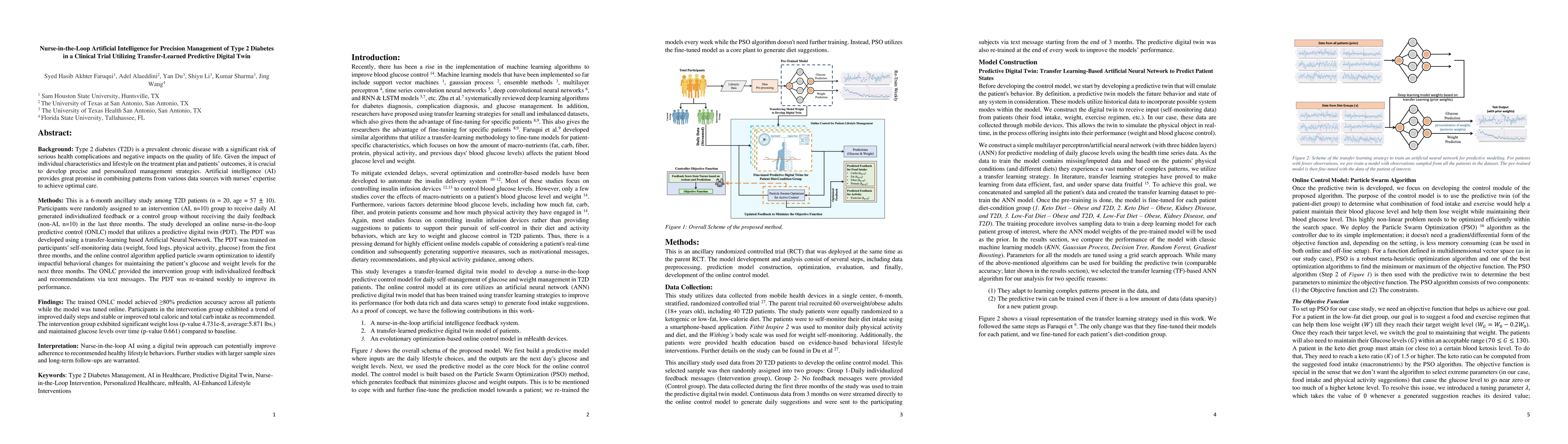 Thumbnail for Nurse-in-the-Loop Artificial Intelligence for Precision Management of
  Type 2 Diabetes in a Clinical Trial Utilizing Transfer-Learned Predictive
  Digital Twin