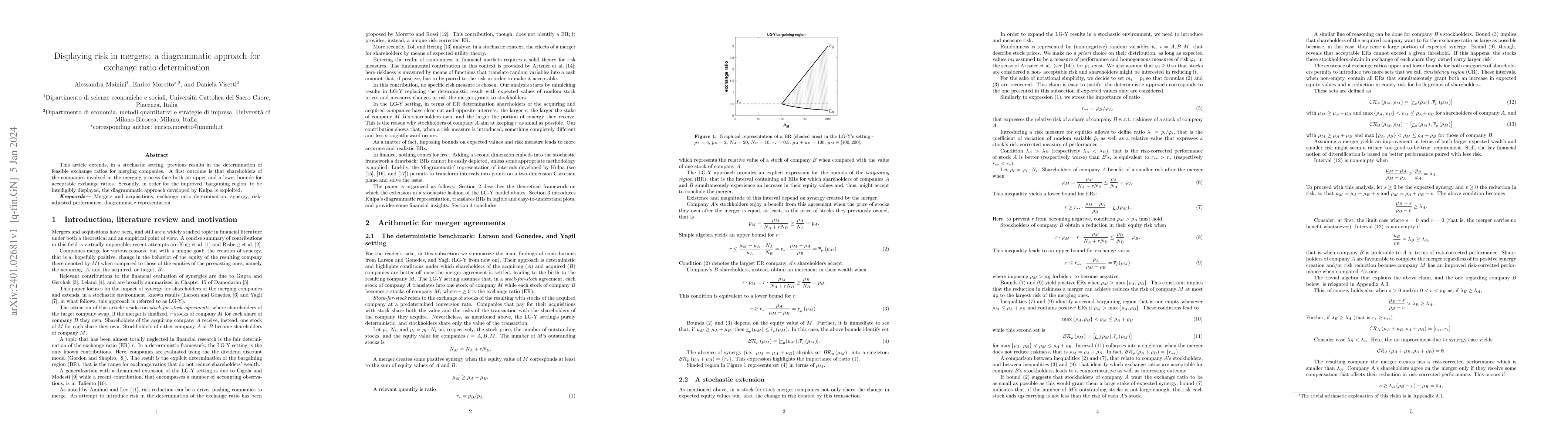 Thumbnail for Displaying risk in mergers: a diagrammatic approach for exchange ratio
  determination