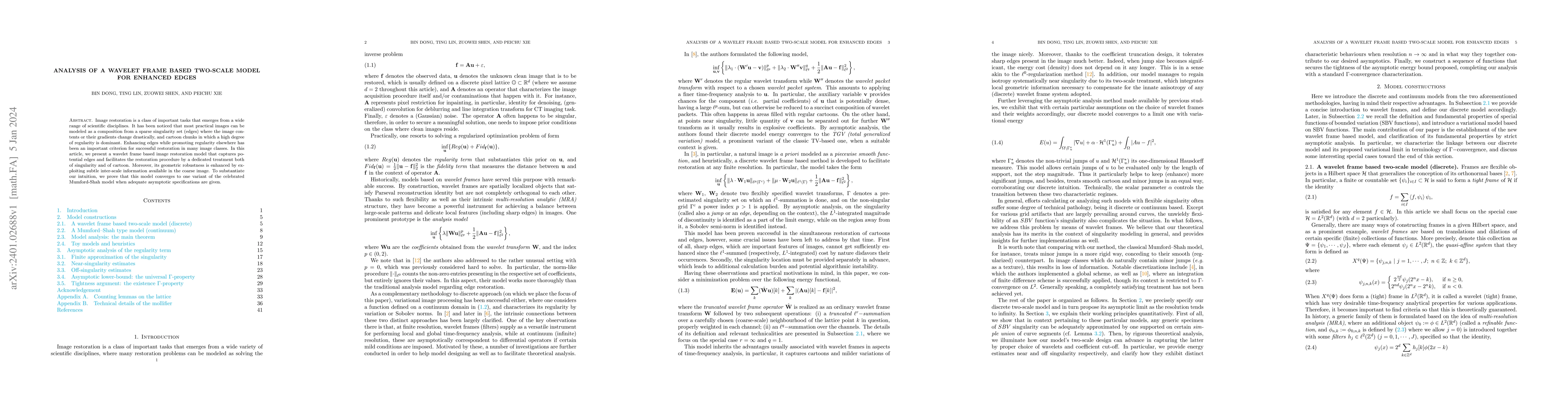 Thumbnail for Analysis of a wavelet frame based two-scale model for enhanced edges