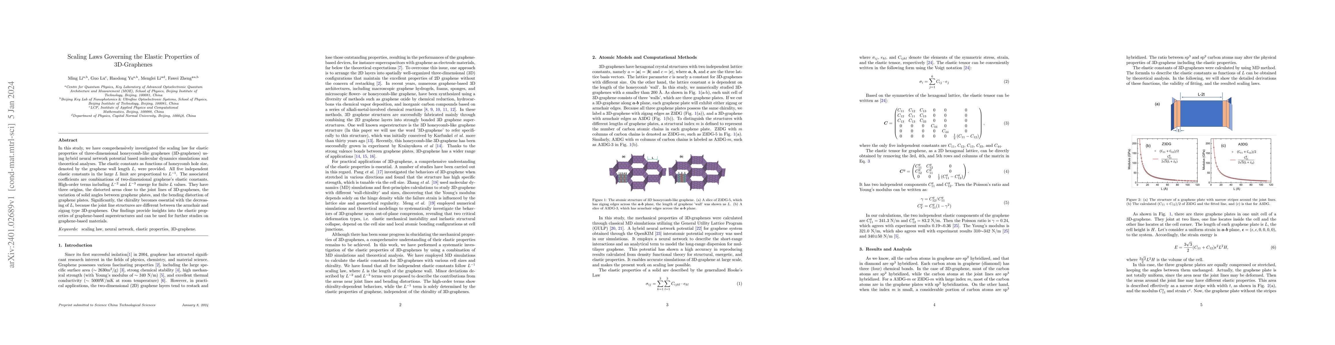 Thumbnail for Scaling Laws Governing the Elastic Properties of 3D-Graphenes