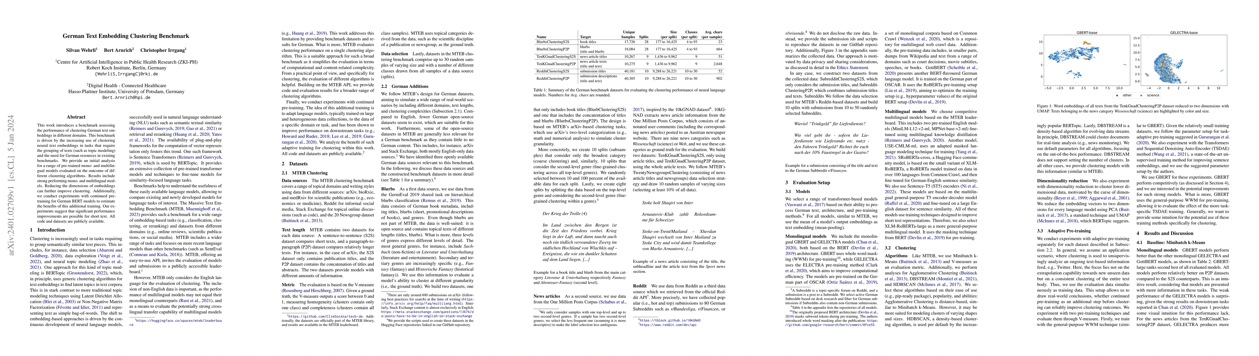 Thumbnail for German Text Embedding Clustering Benchmark