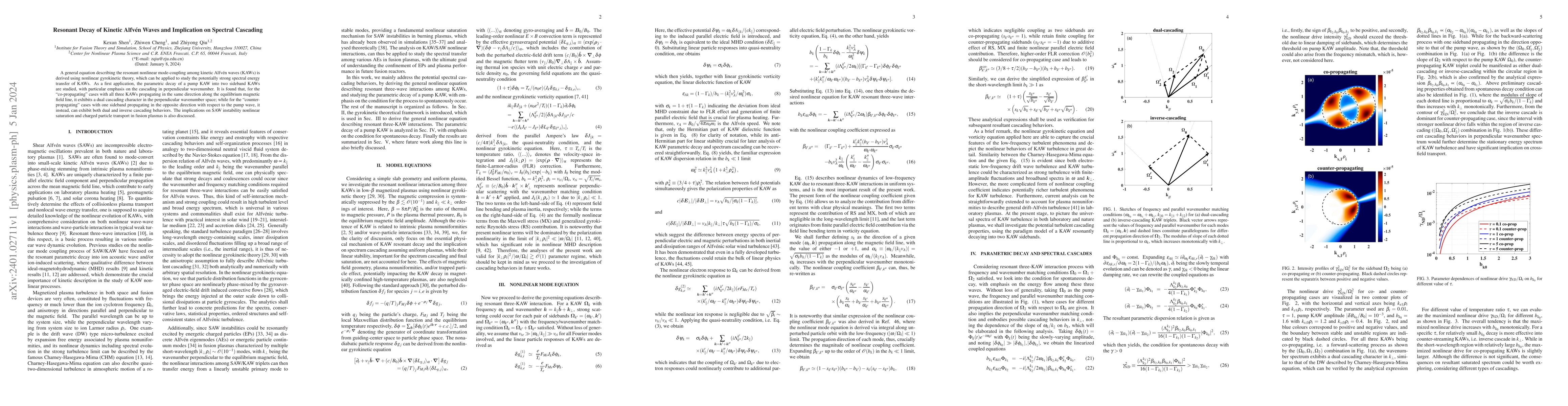 Thumbnail for Resonant Decay of Kinetic Alfv\'en Waves and Implication on Spectral
  Cascading