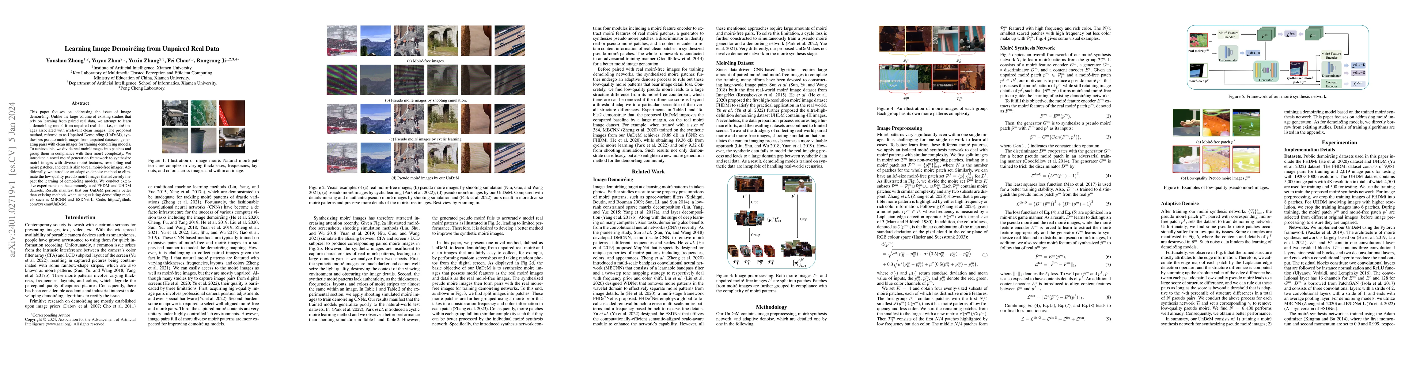 Thumbnail for Learning Image Demoireing from Unpaired Real Data