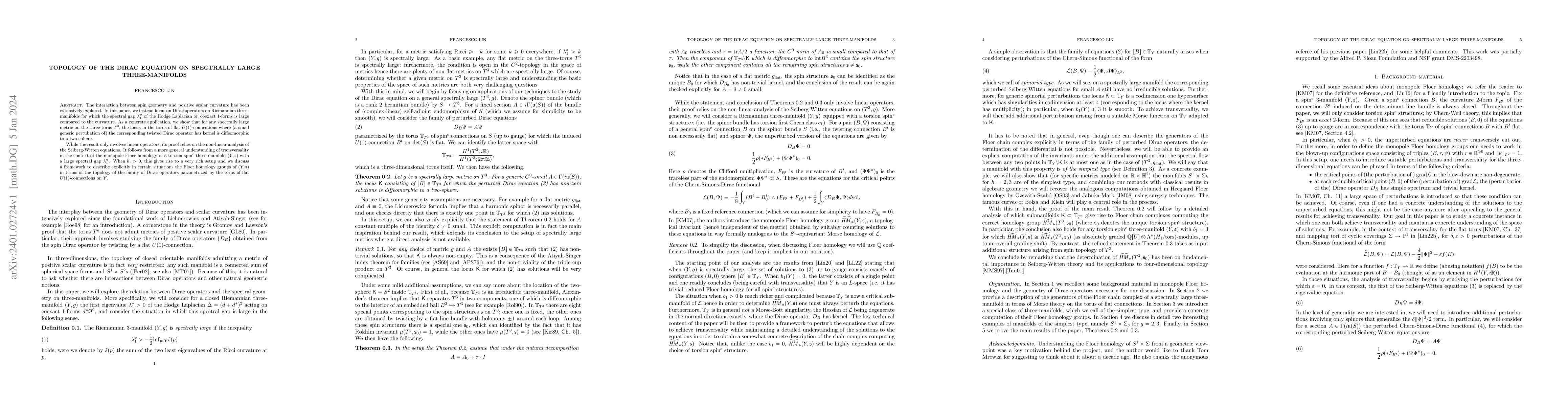 Thumbnail for Topology of the Dirac equation on spectrally large three-manifolds
