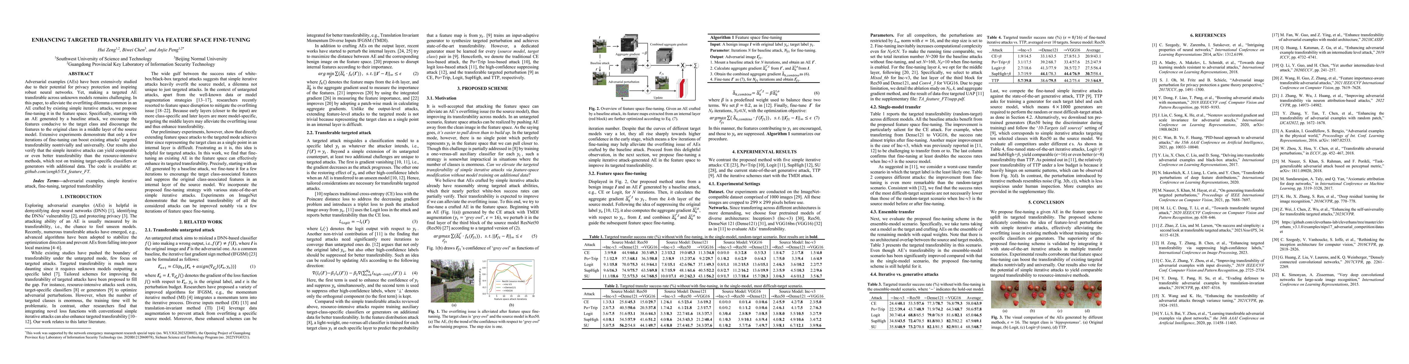 Thumbnail for Enhancing targeted transferability via feature space fine-tuning