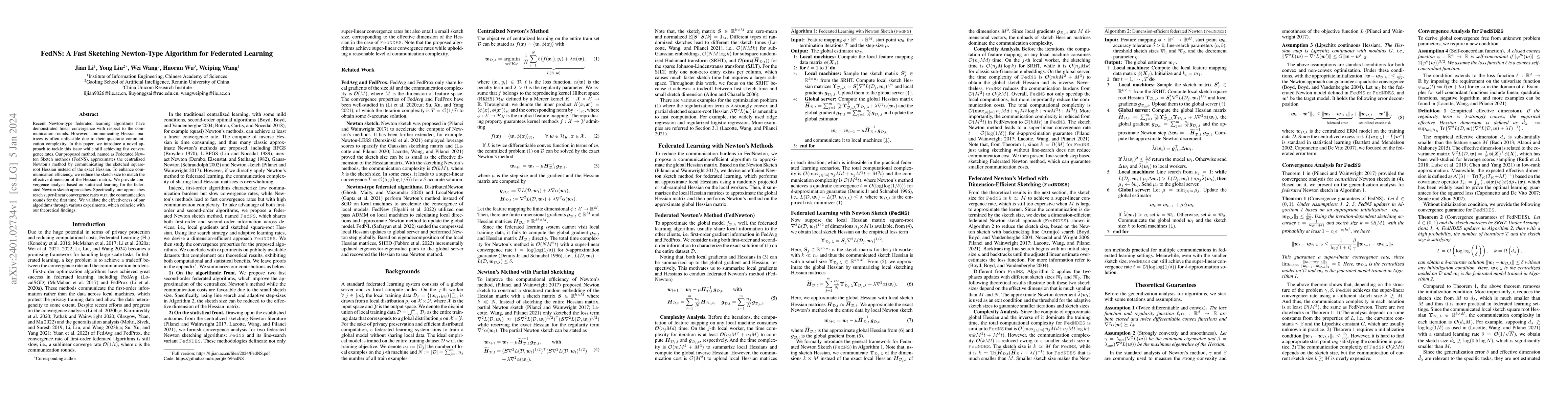 Thumbnail for FedNS: A Fast Sketching Newton-Type Algorithm for Federated Learning
