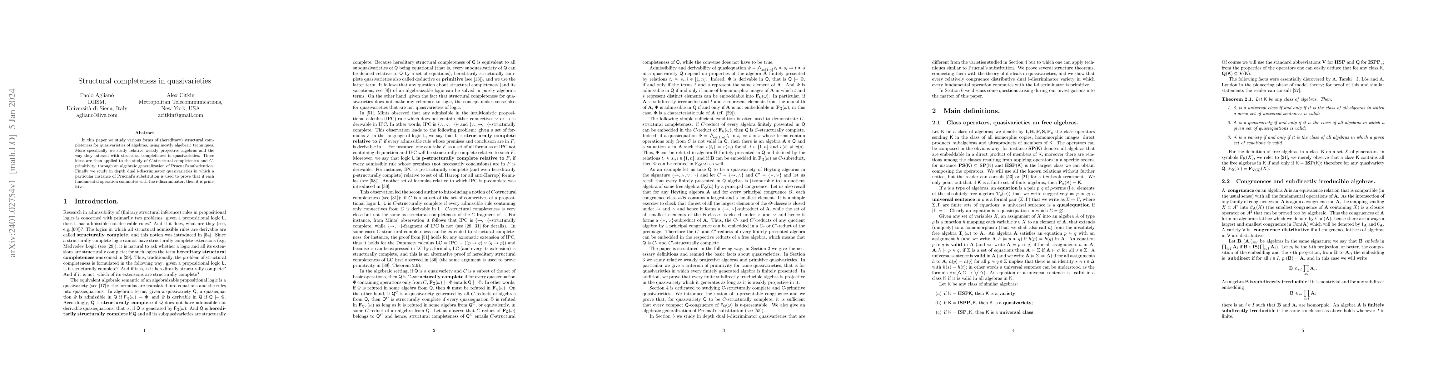 Thumbnail for Structural completeness in quasivarieties