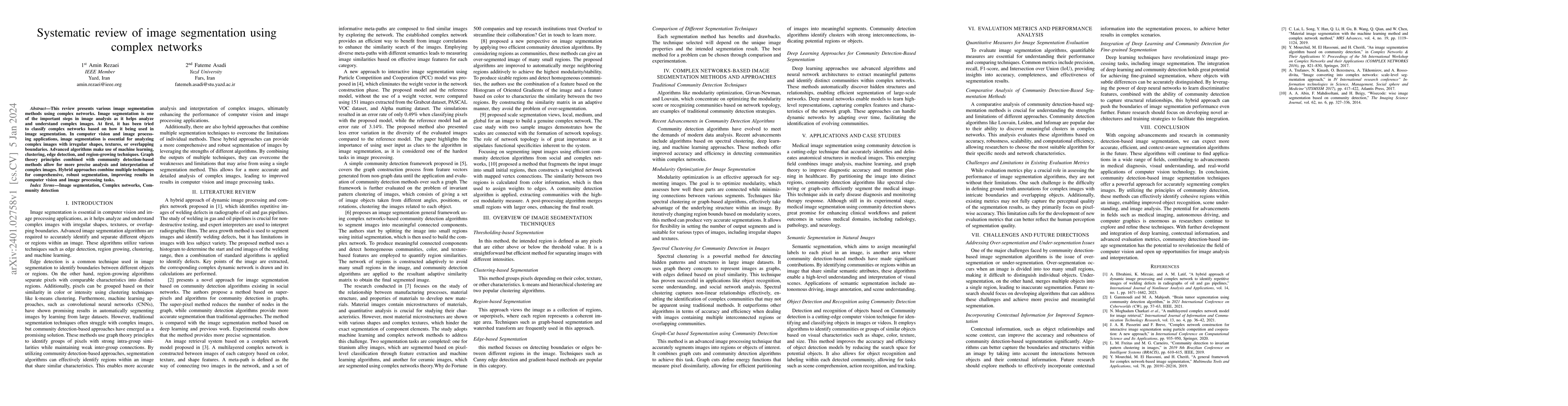 Thumbnail for Systematic review of image segmentation using complex networks