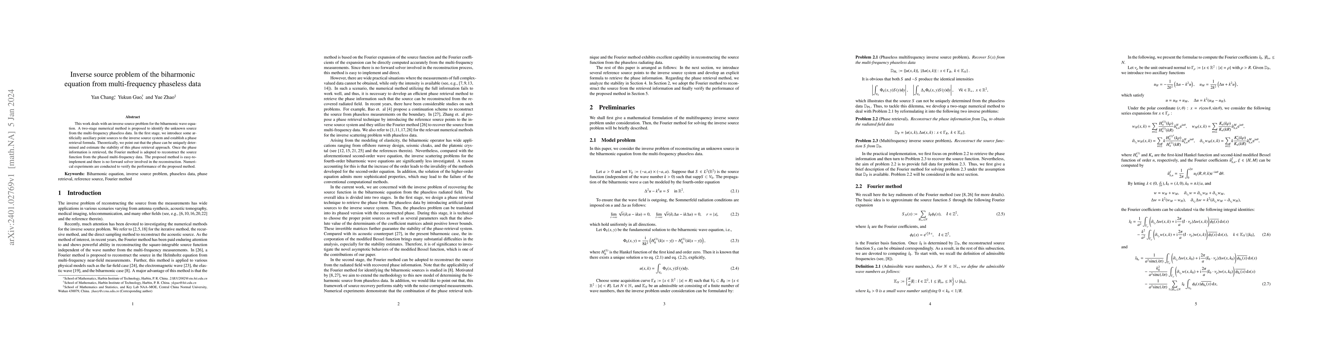 Thumbnail for Inverse source problem of the biharmonic equation from multi-frequency
  phaseless data